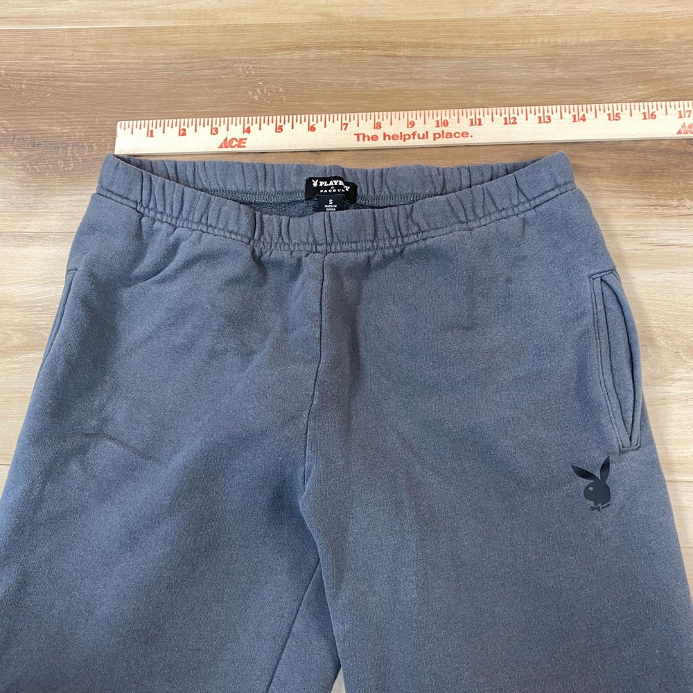 Playboy by PacSun Mens Small Charcoal Grey Fleece Jogger Sweatpants Rabbit Logo - Picture 2 of 8